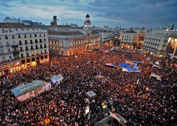 Madrid, les indignés de la Puerta del Sol