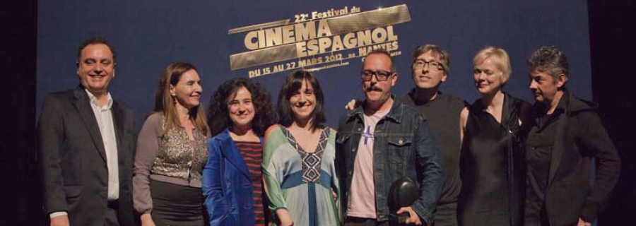 Gabriel Velázquez, David Trueba et Mercedes Álvarez en compagnie du Jury Jules Verne au Meilleur film